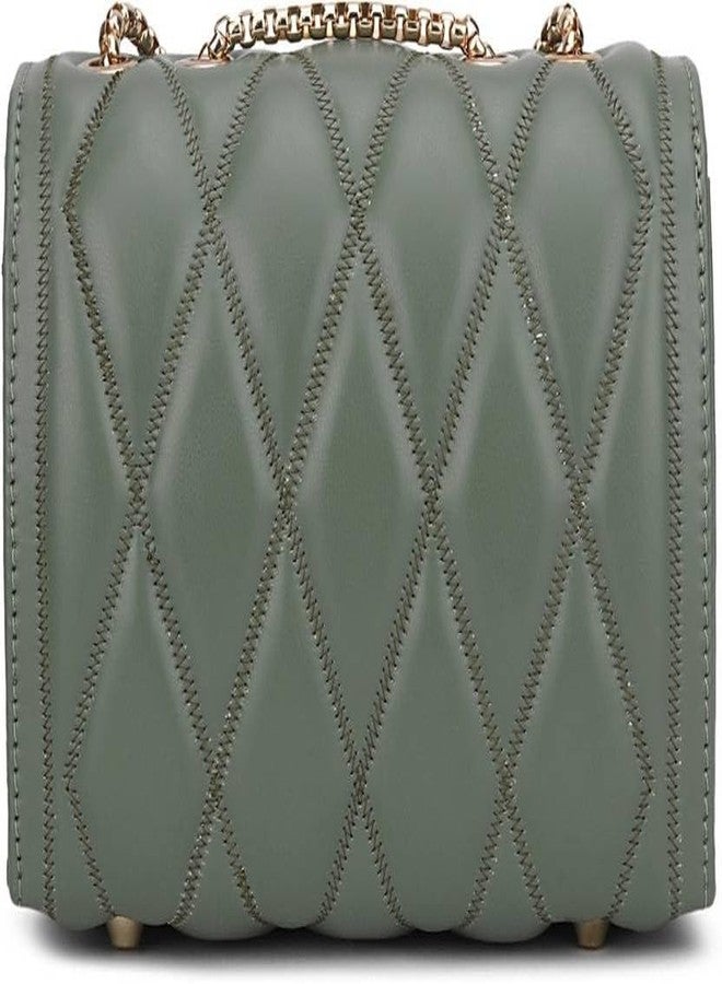 KRIFTY Cross Body Sling Bag for Women with Gold Chain (Green) - Image 2